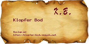 Klopfer Bod névjegykártya